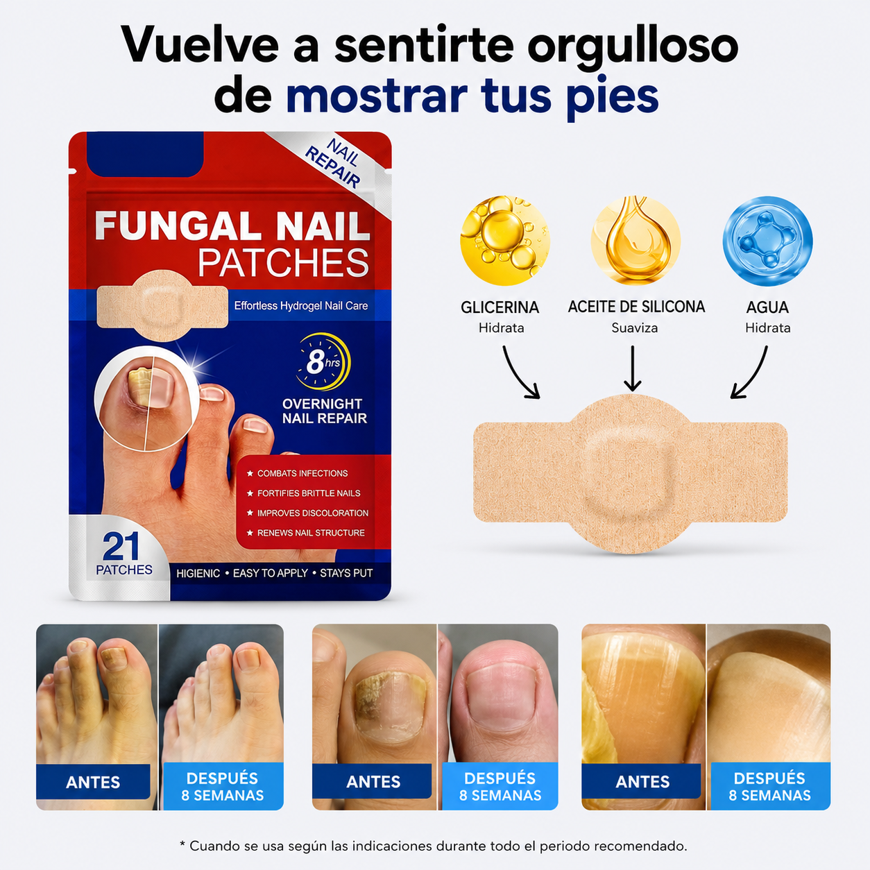 Parches reparadores para uñas
